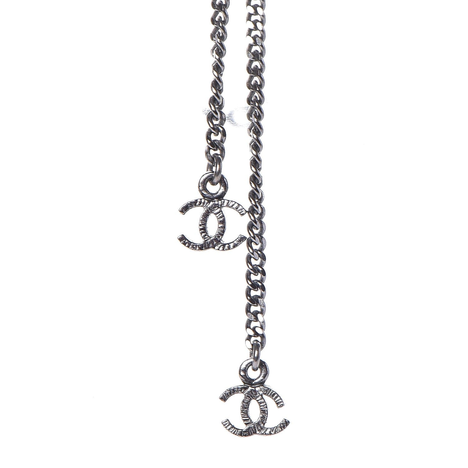 Chanel Pearl Enamel Bead CC Necklace Ruthenium Black Silver 7 of 8