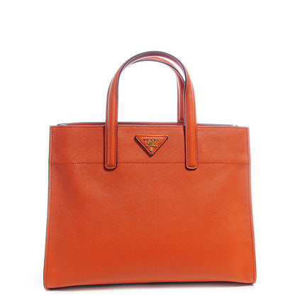 Prada Saffiano Small Soft Tote Papaya 1 of 9