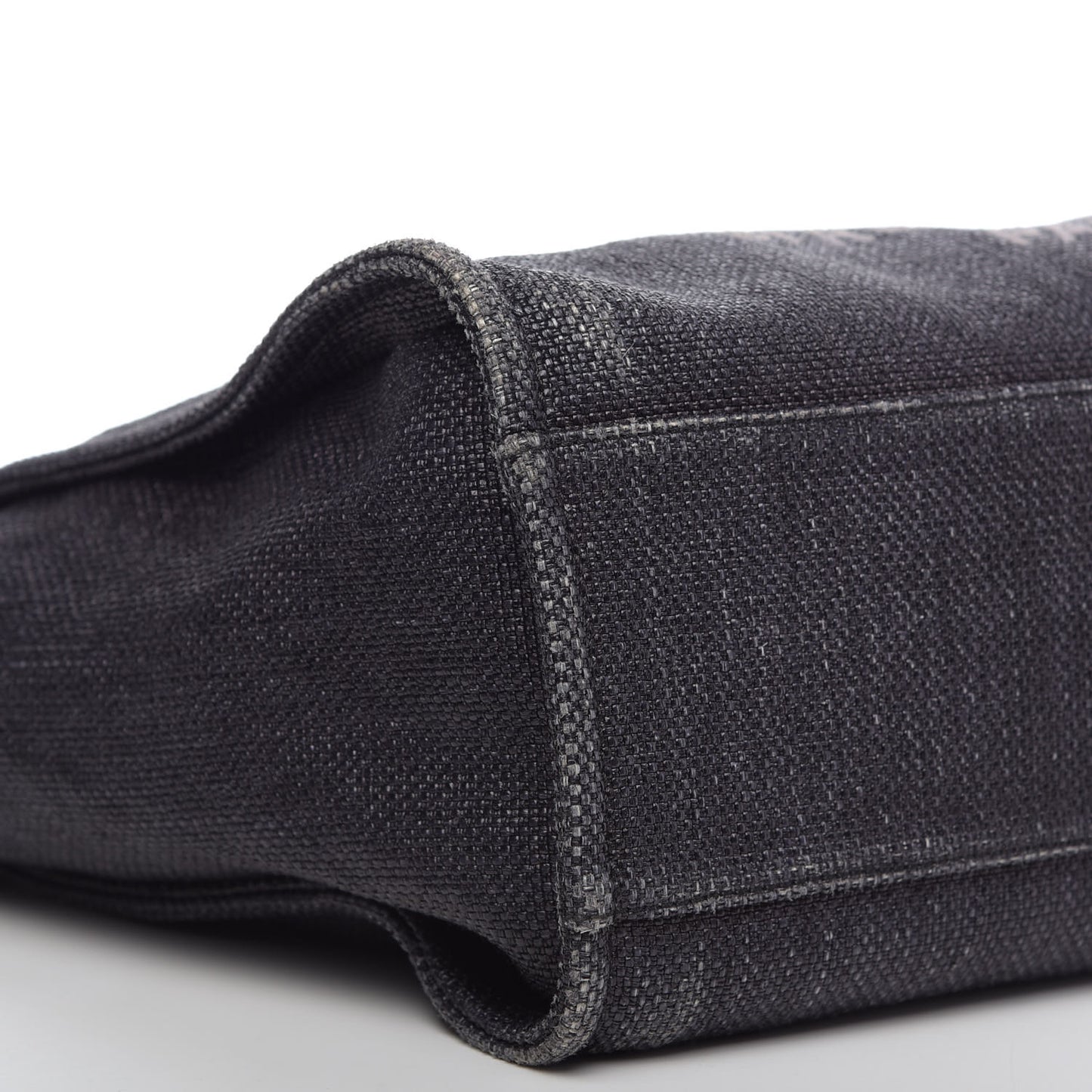 Woven Straw Raffia Large Deauville Tote Black