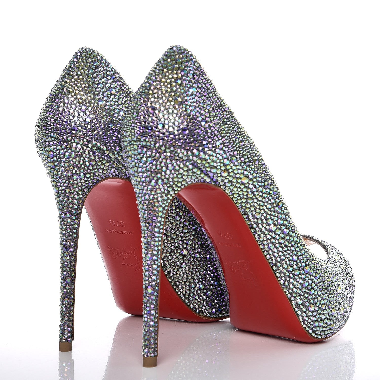 Christian Louboutin Suede Strass New Very Riche 120 Pumps 37.5 Crystal Paradise 4 of 9