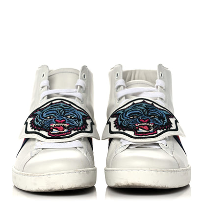 Gucci Calfskin Ayers Embroidered Web Mens Ace Removable Patches High Top Sneakers 7.5 White 2 of 14