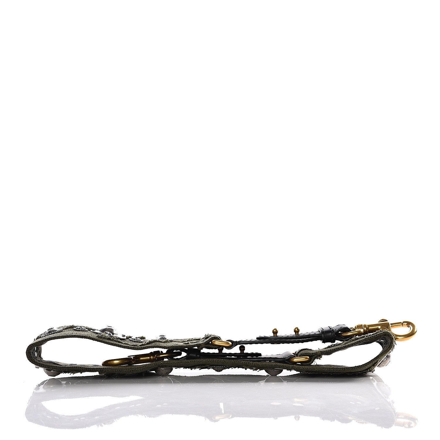 Christian Dior Canvas Embroidered Studded Camouflage Shoulder Strap Vert Multicolor 11 of 11