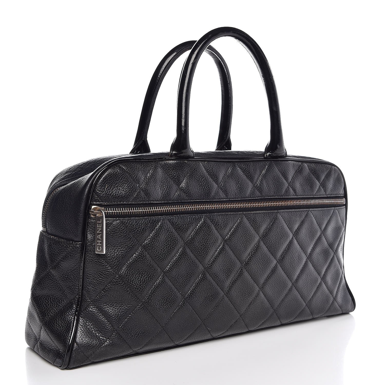 Chanel Caviar Patent Large Bowler Black 3 of 16