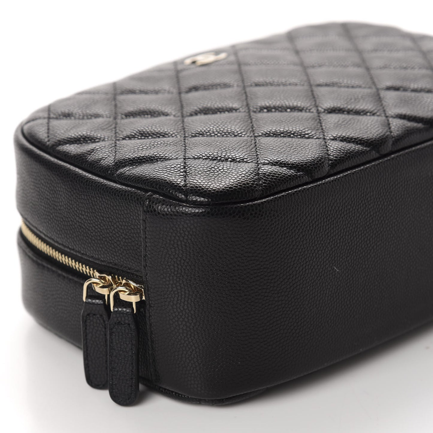 Caviar Quilted Curvy Pouch Cosmetic Case Black