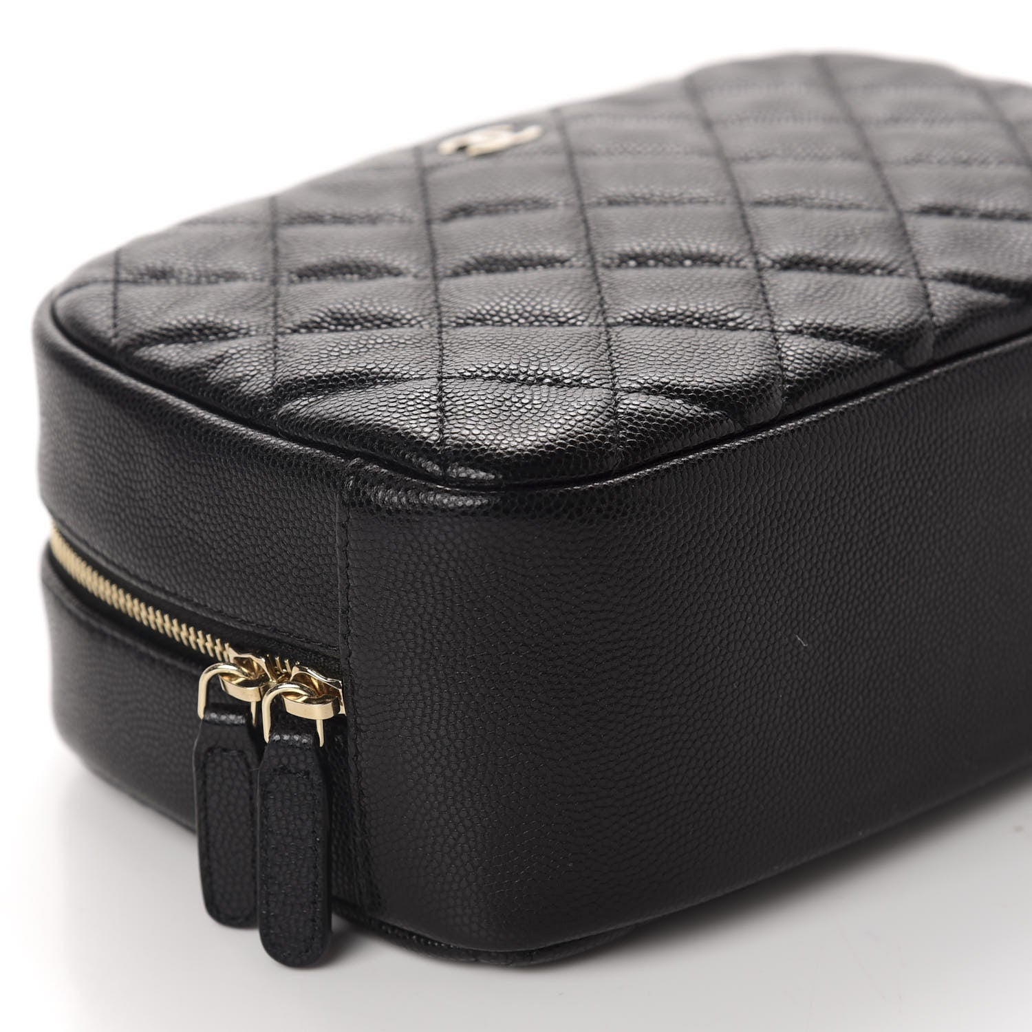Chanel Caviar Quilted Curvy Pouch Cosmetic Case Black 6 of 9