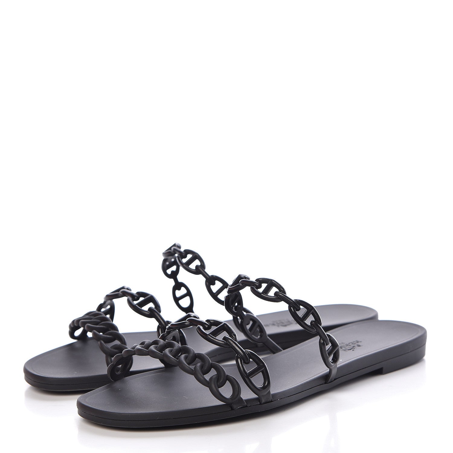 Hermes Rubber Chaine d'Ancre Rivage Sandals 38 Black 3 of 9