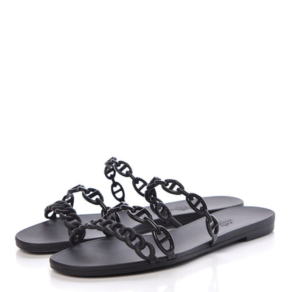 Hermes Rubber Chaine d'Ancre Rivage Sandals 38 Black 3 of 9