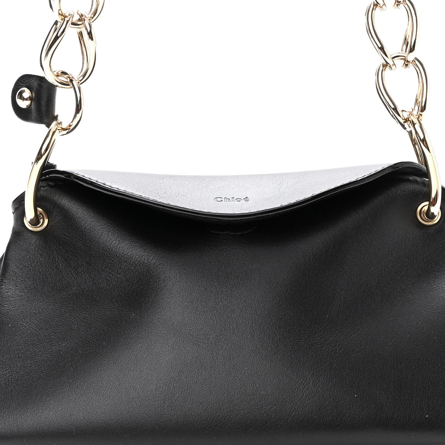 Shiny Calfskin Mini Juana Shoulder Bag Black