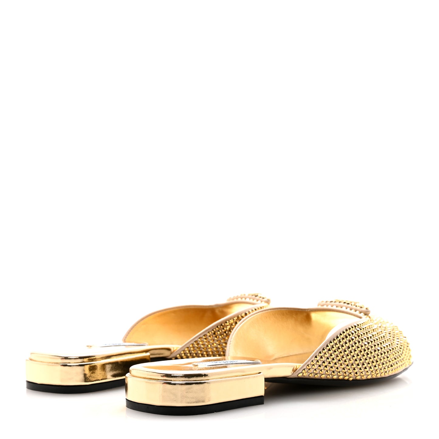Satin Crystal Logo 10mm Slide Sandals 38 Platino