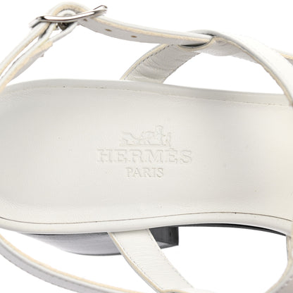 Hermes Calfskin Eve 60 Sandals 37 White 5 of 9