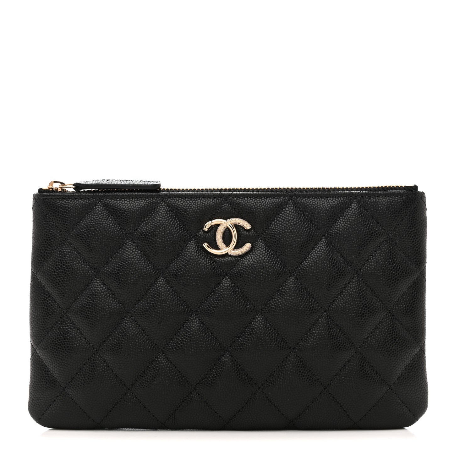 Caviar Quilted Crystal Cosmetic Case Black