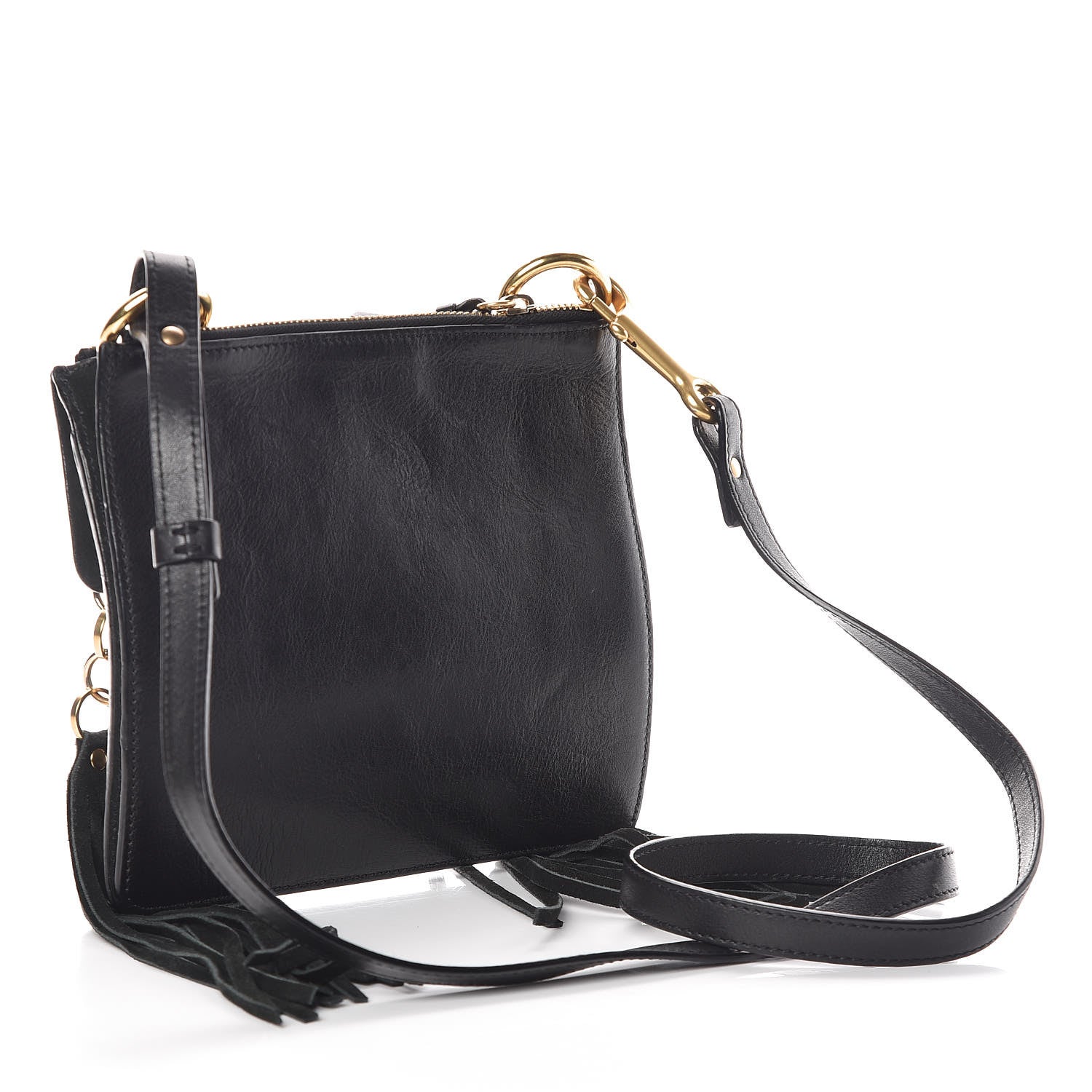 Chloe Calfskin Suede Small Jane Fringe Bag Black 3 of 11
