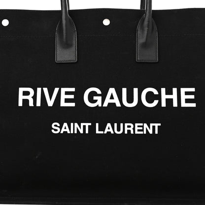 Saint Laurent Linen Calfskin Rive Gauche Tote Black 8 of 12