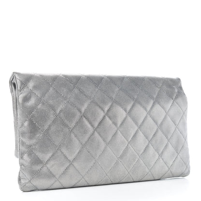 Chanel Metallic Calfskin Quilted Pixel Effect CC Beauty Clutch Silver 3 of 7
