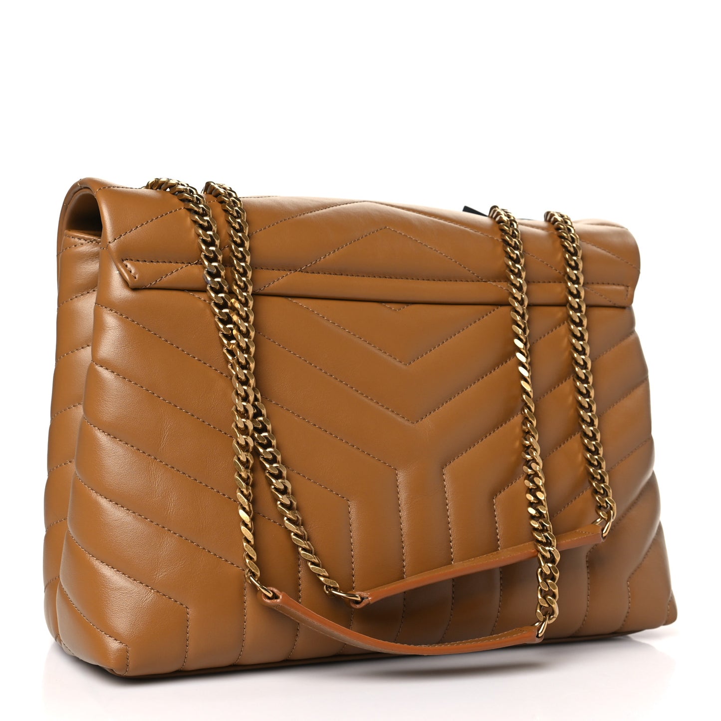 Calfskin Y Quilted Monogram Medium Loulou Chain Satchel Dark Natural
