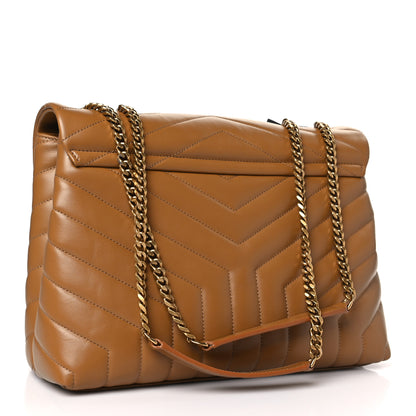 Saint Laurent Calfskin Y Quilted Monogram Medium Loulou Chain Satchel Dark Natural 3 of 9