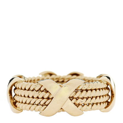 Tiffany 18K Yellow Gold Schlumberger Rope Four Row X Ring 54 6.75 3 of 4