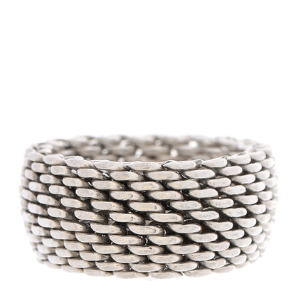 Tiffany Sterling Silver Somerset Mesh Ring 55 7.25 1 of 4