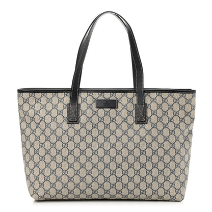 Gucci GG Supreme Monogram Medium Zippered Shopping Tote Navy 1 of 11