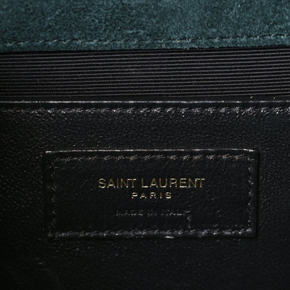 Saint Laurent Suede Mixed Matelasse Triquilt Medium Monogram Satchel 6 of 9