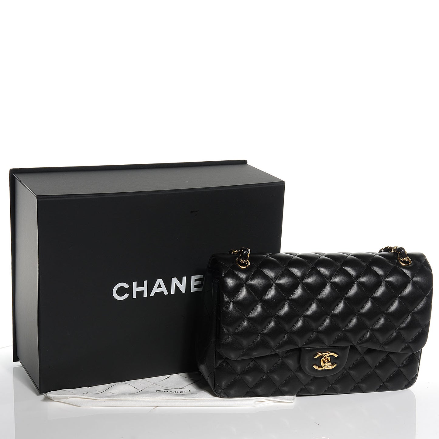 Lambskin Jumbo Double Flap Black