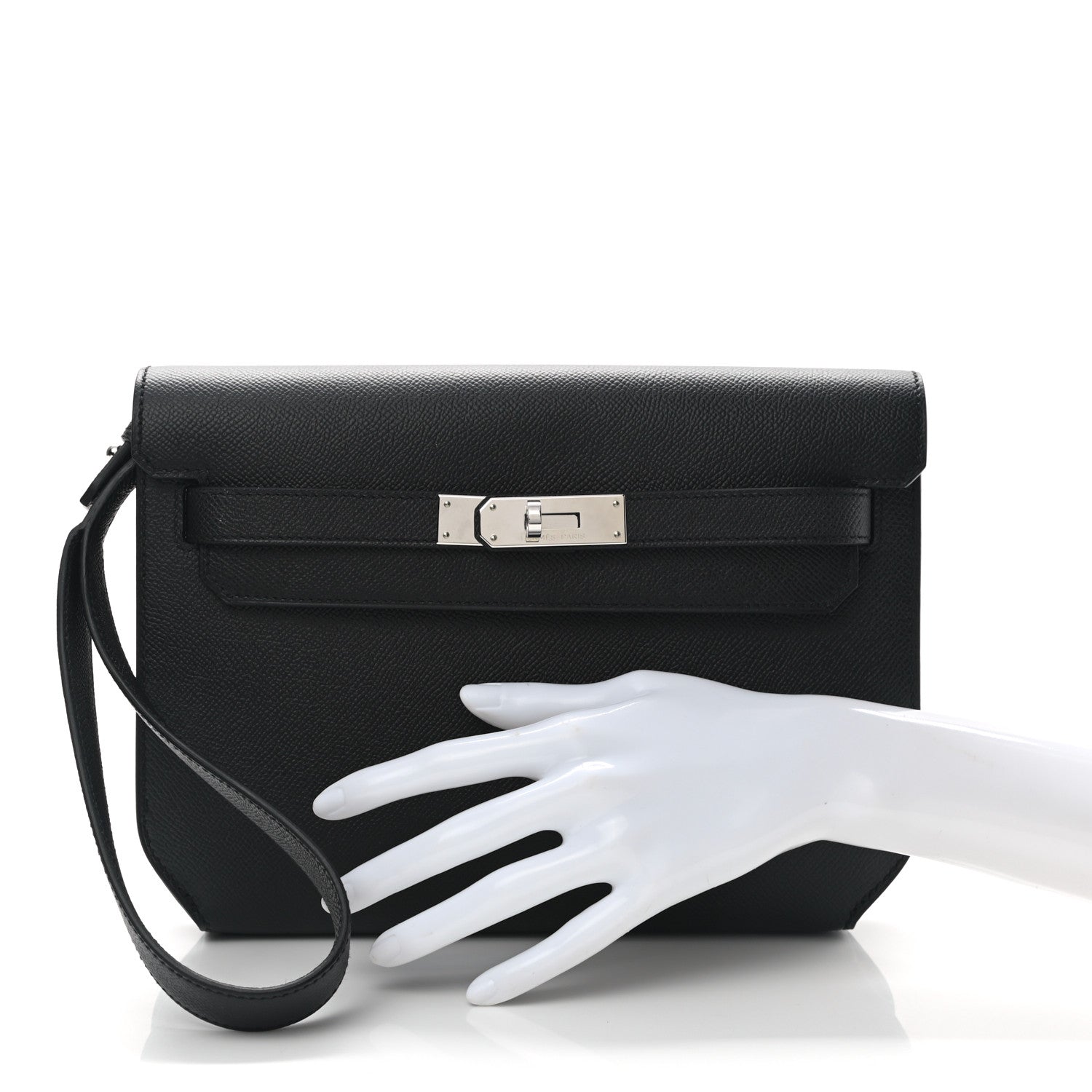 Hermes Epsom Kelly Depeches 25 Pouch Black 2 of 7