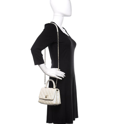 Chanel Iridescent Caviar Quilted Extra Mini Coco Handle Flap White 2 of 11