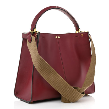 Fendi Vitello Seta Glazed Fabric FF 1974 Medium Peekaboo X-Lite Barolo Mogano Panna 3 of 10