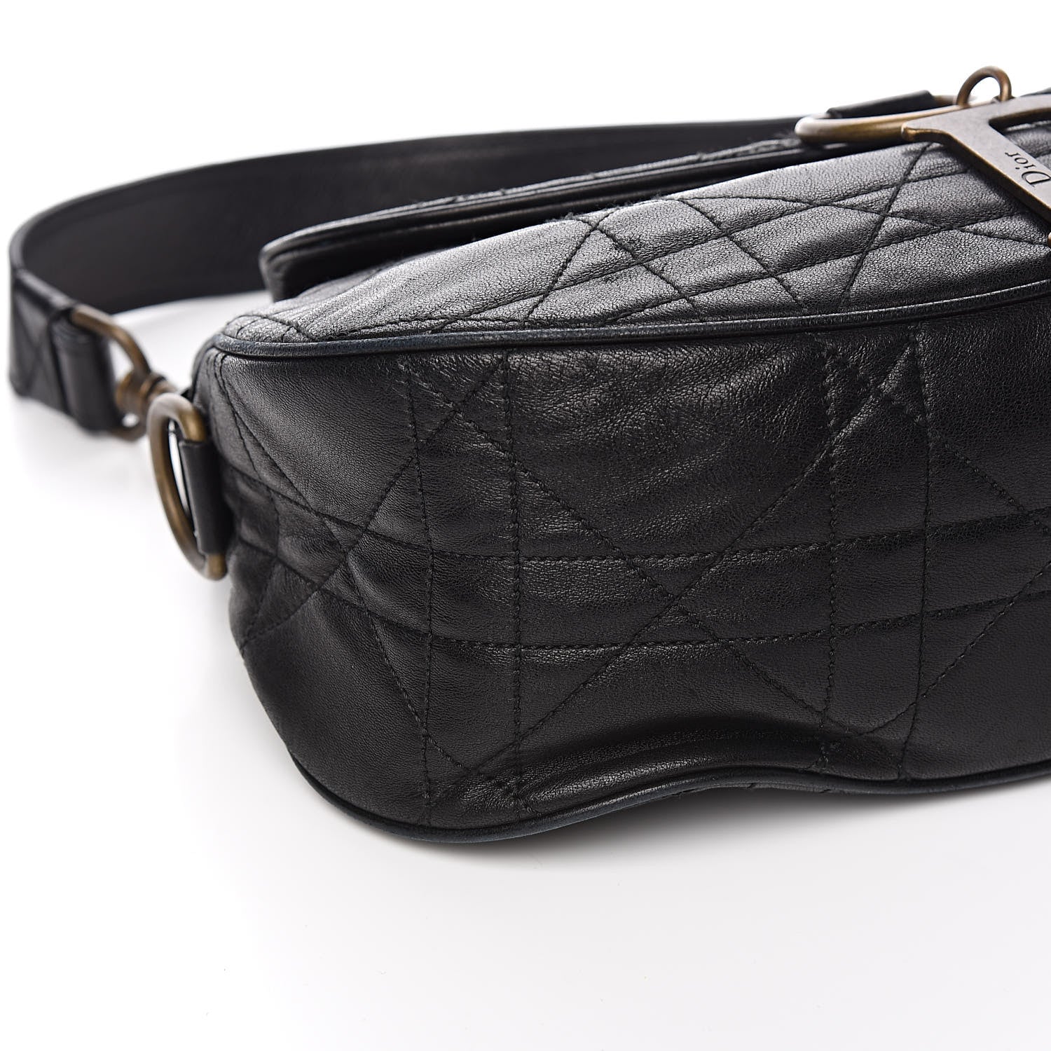 Christian Dior Lambskin Cannage Flap Bag Black 8 of 12
