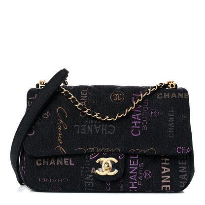 Chanel Denim Quilted Denim Mood Large Flap Black Multicolor 1 of 9