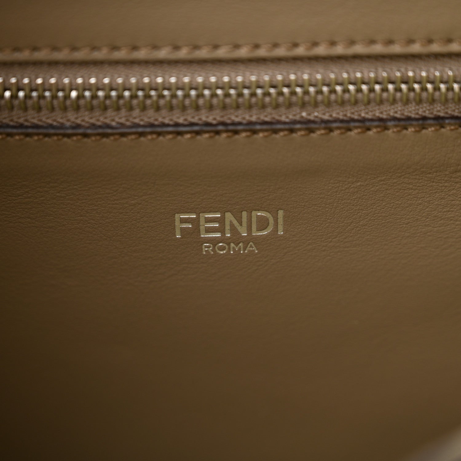 Fendi Cuoio Romano Vitello Cover Glazed Fabric Bi-Color FF 1974 Mini Peekaboo I SEE U Satchel Tartufo Banana Tobacco Moro 7 of 10