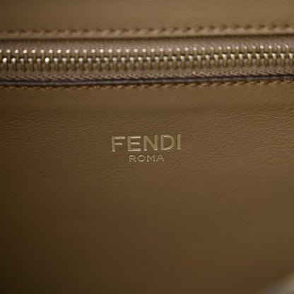 Fendi Cuoio Romano Vitello Cover Glazed Fabric Bi-Color FF 1974 Mini Peekaboo I SEE U Satchel Tartufo Banana Tobacco Moro 7 of 10