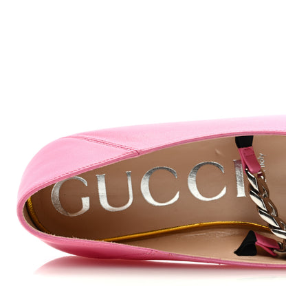 Gucci Nappa Lumiere Deva Horsebit Chain Embellished Flats 37.5 Tropical Flower 7 of 9