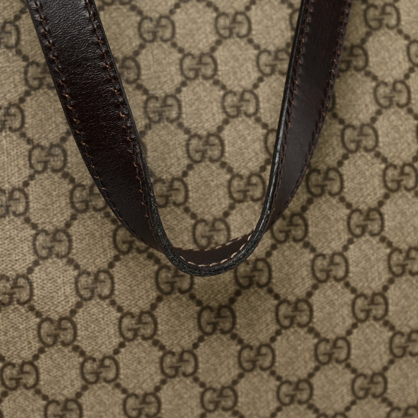 GG Supreme Monogram Large Zippered Shopping Tote Brown