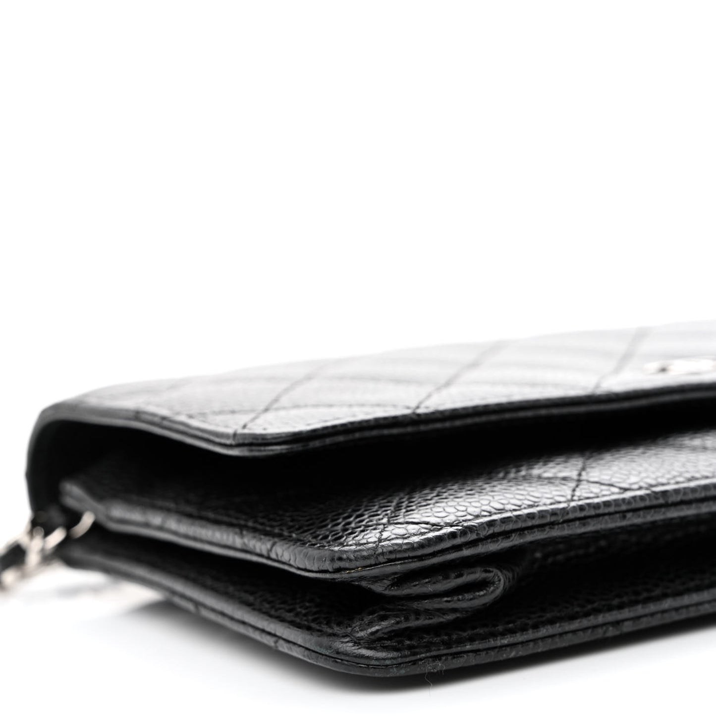 Caviar Quilted Wallet on Chain WOC Black