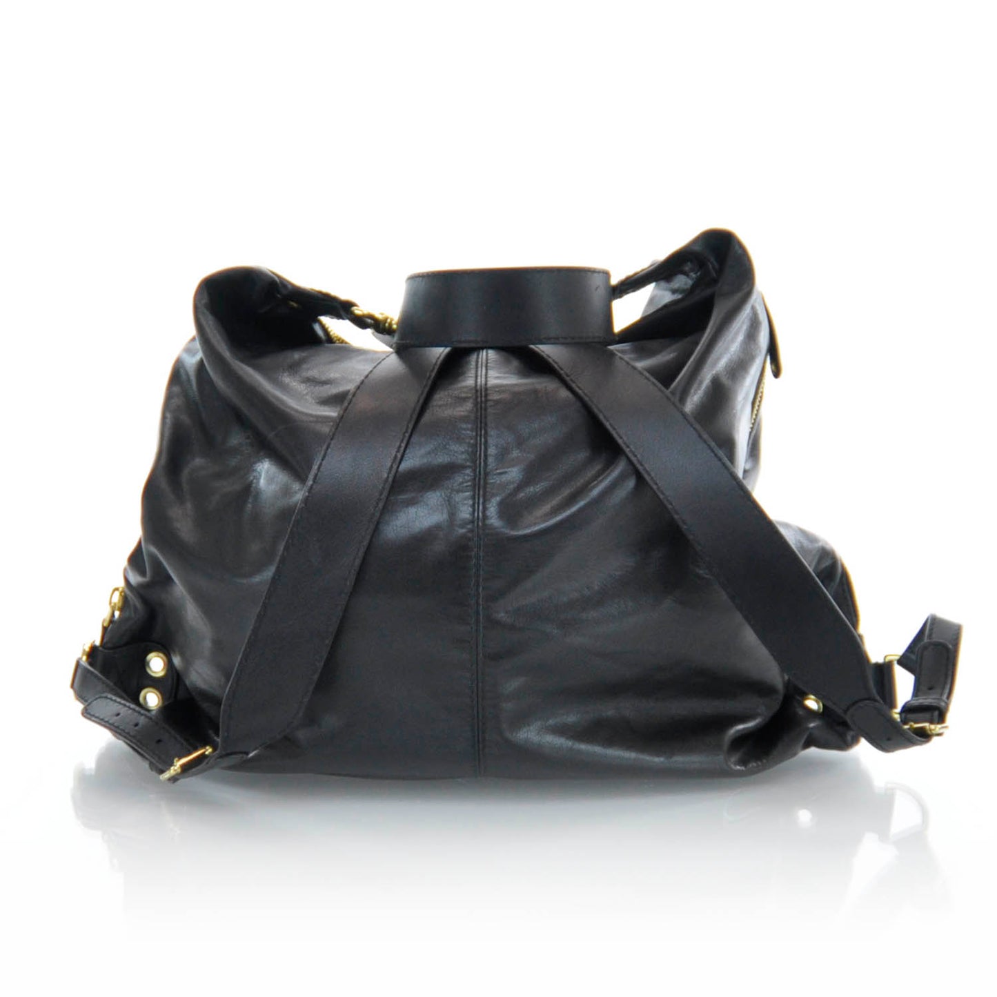 Leather Large Darwin Convertible Backpack Black