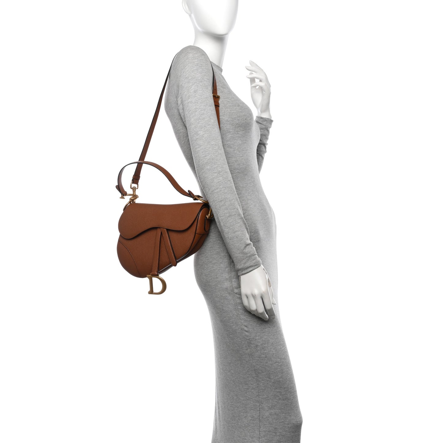 Grained Calfskin Saddle Bag With Strap Golden Saddle