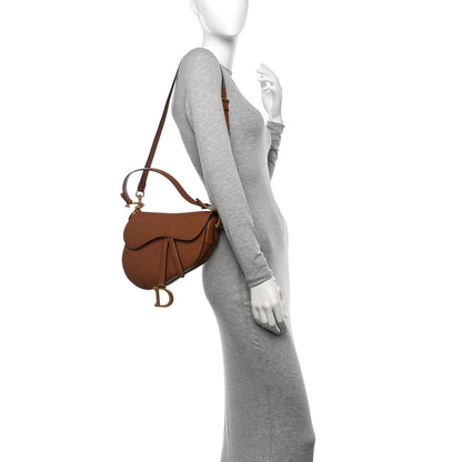 Christian Dior Grained Calfskin Saddle Bag With Strap Golden Saddle 2 of 11