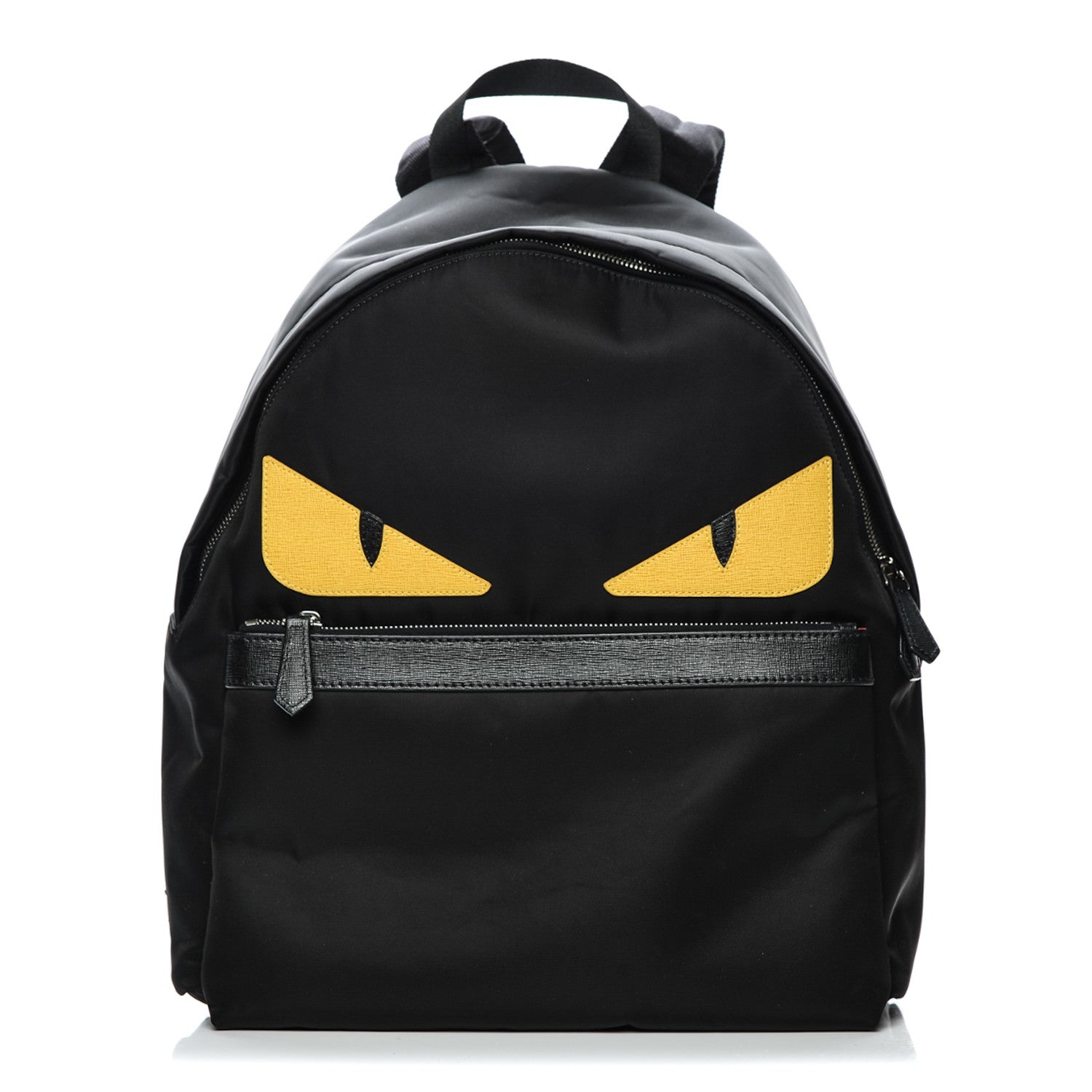 Fendi Nylon Vitello Elite Monster Eyes Rounded Backpack Black Yellow 1 of 8