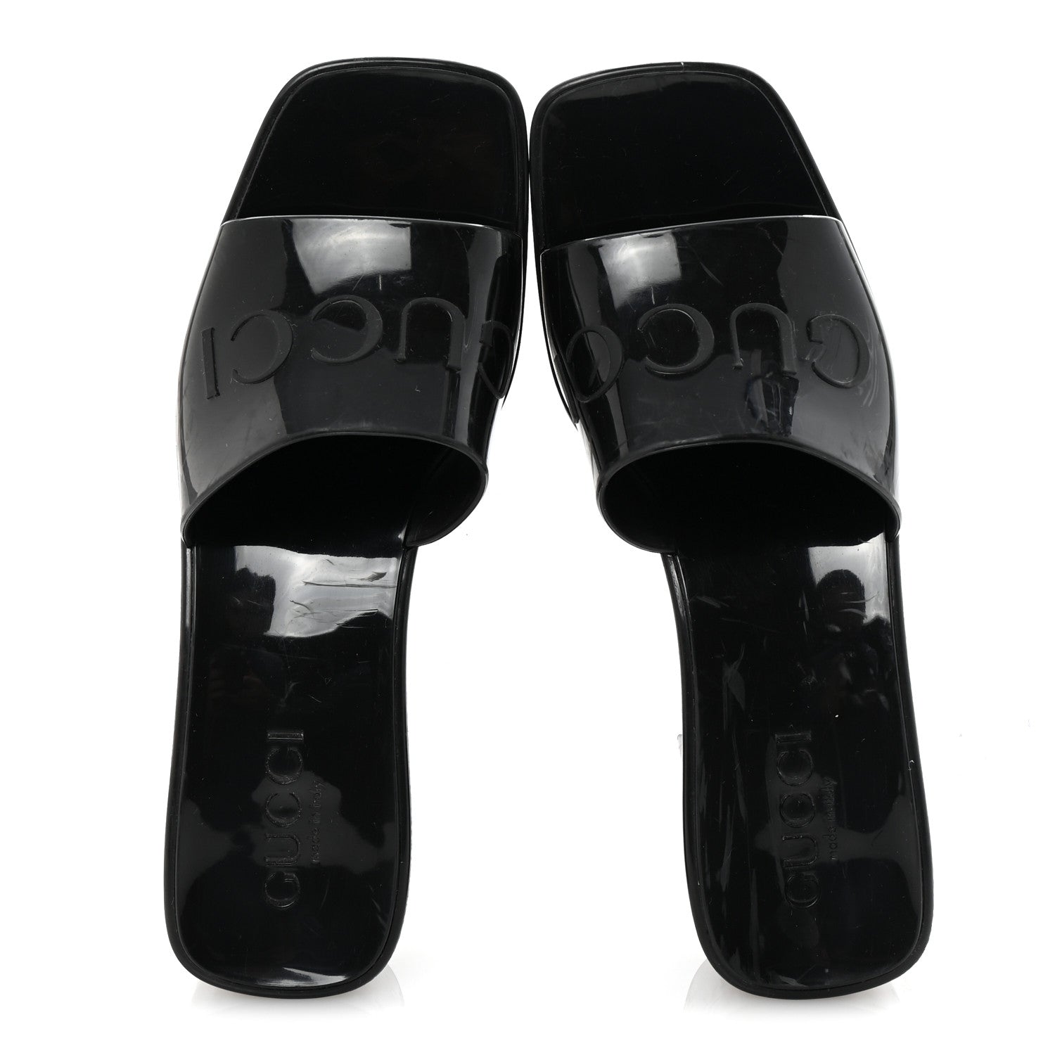 Gucci Rubber Gucci Logo Womens Platform 20/60mm Slide Sandals 36 Black 2 of 9