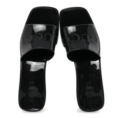 Gucci Rubber Gucci Logo Womens Platform 20/60mm Slide Sandals 36 Black 2 of 9