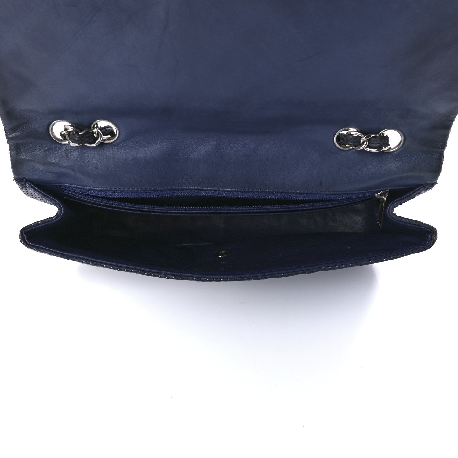 Chanel Lambskin Perforated Jumbo Single Flap Blue 5 of 15