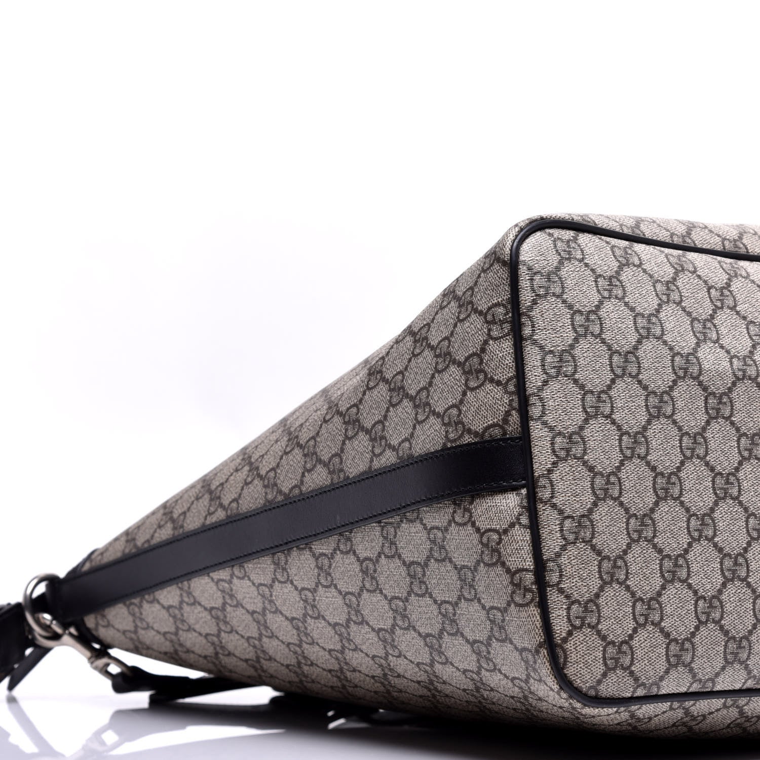 Gucci GG Supreme Monogram Web Large Zippered Tote Beige Black 15 of 20