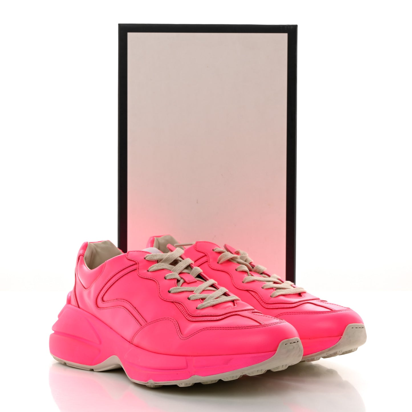 Calfskin Mens Rhyton Sneakers 9 Fuxia Fluo