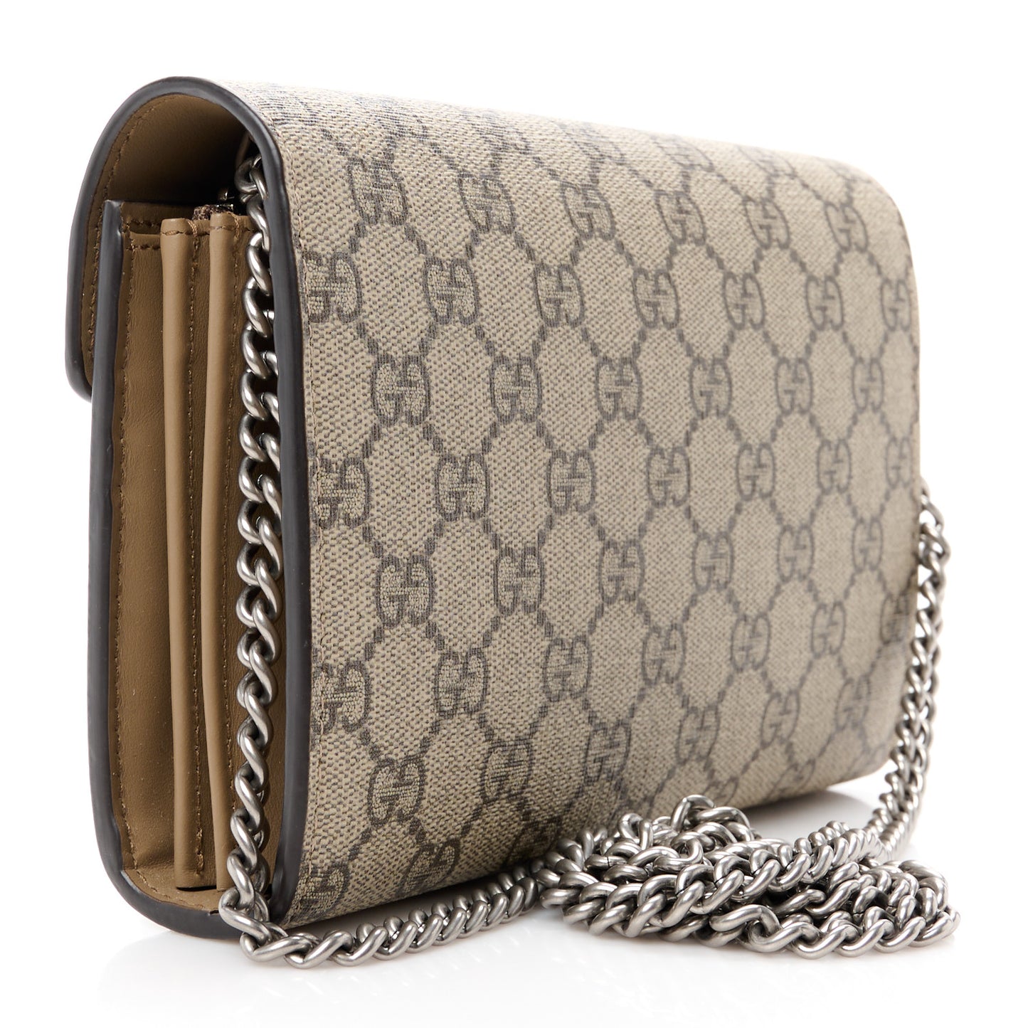 GG Supreme Monogram Mini Dionysus Chain Wallet Beige Taupe