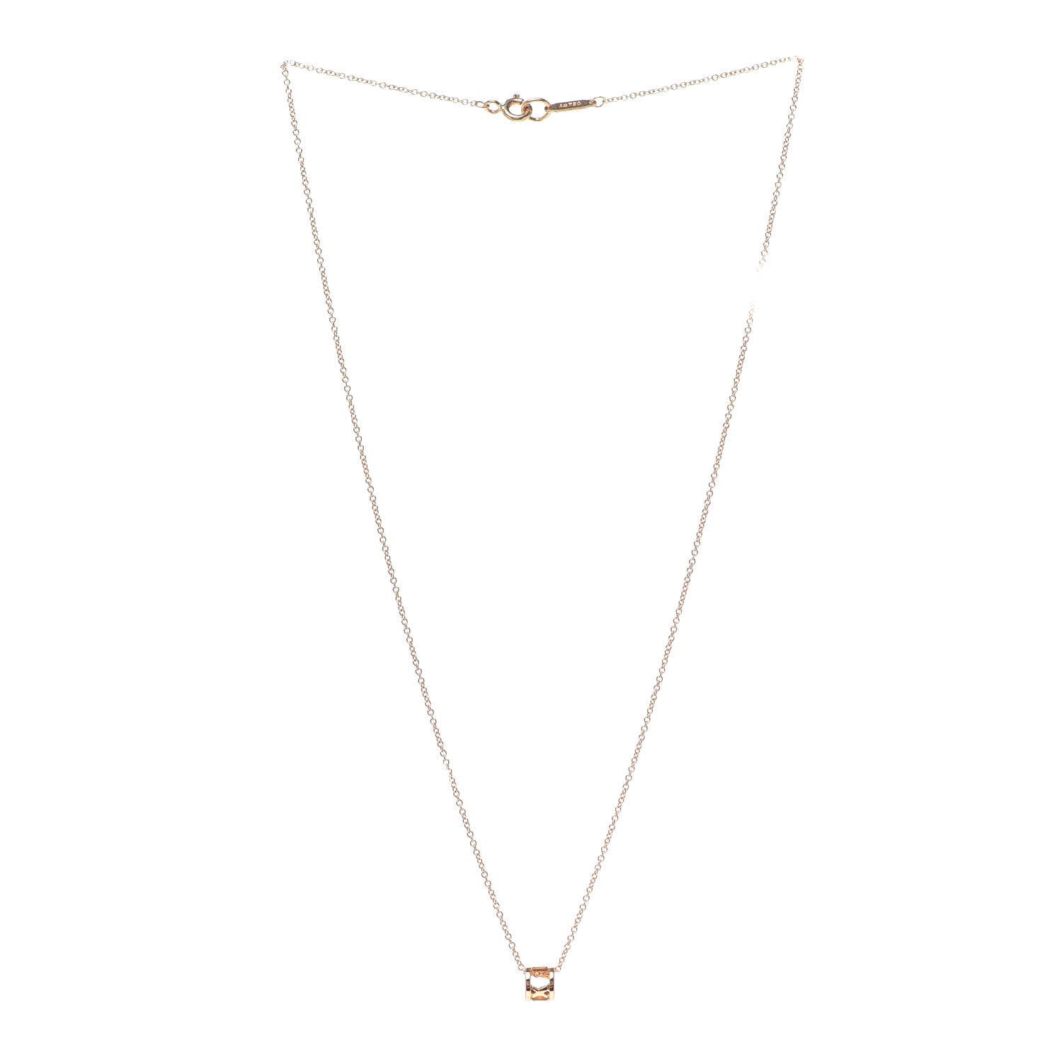 Tiffany 18K Rose Gold Atlas Open Pendant Necklace 3 of 5