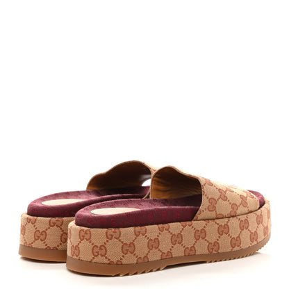 Gucci Canvas GG Monogram Angelina Platform Slide Sandals 39 Beige Ruggine 4 of 8