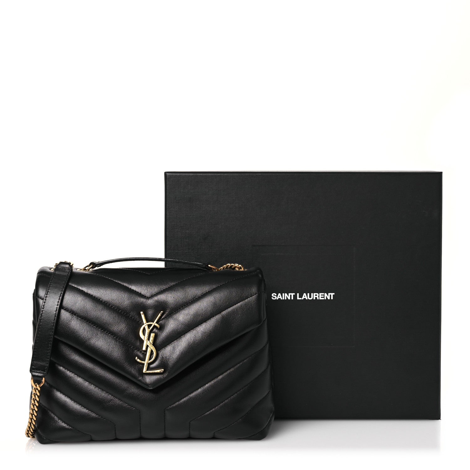 Saint Laurent Calfskin Y Quilted Monogram Small Loulou Chain Satchel Black 13 of 13