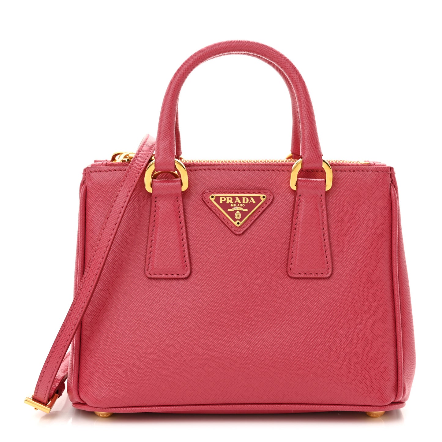 Saffiano Lux Micro Galleria Double Zip Tote Peonia