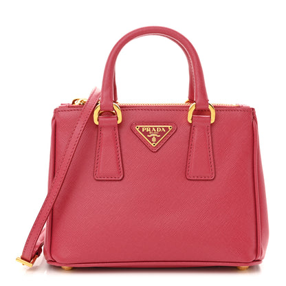 Prada Saffiano Lux Micro Galleria Double Zip Tote Peonia 1 of 11